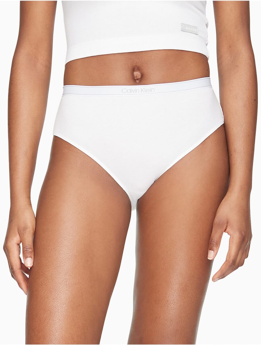 Calvin Klein Women's Pure Ribbed High Waist Bikini - White - XS