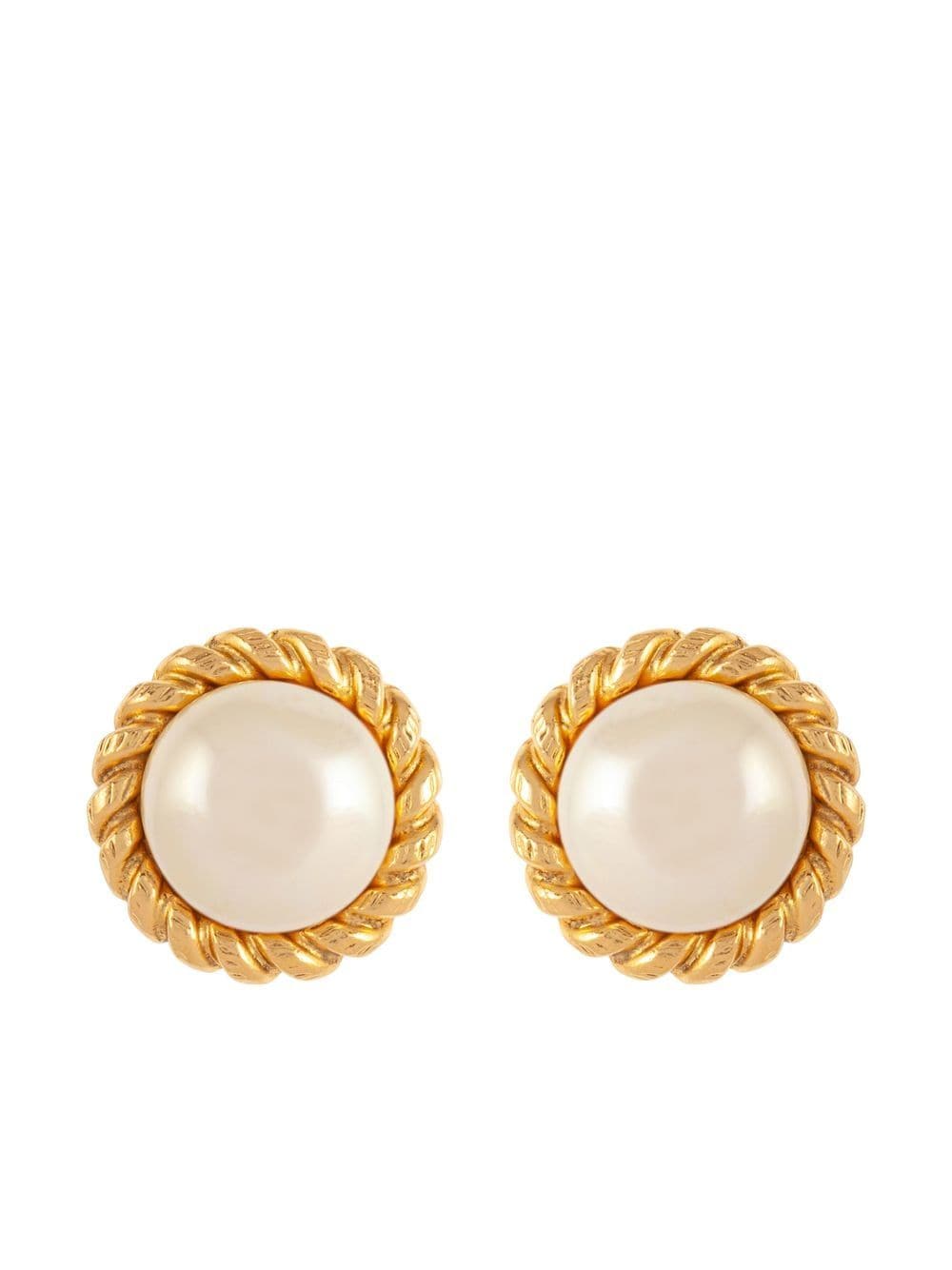 Chanel Pre-Owned 1980s faux-pearl clip-on earrings - Gold