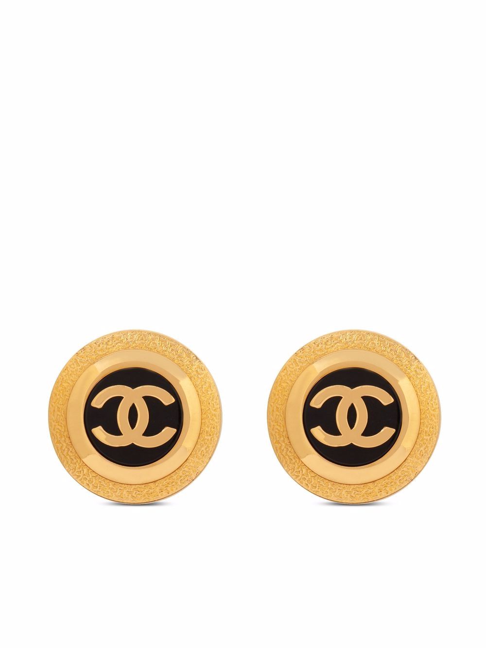 Chanel Pre-Owned 1990s CC round clip-on earrings - Gold