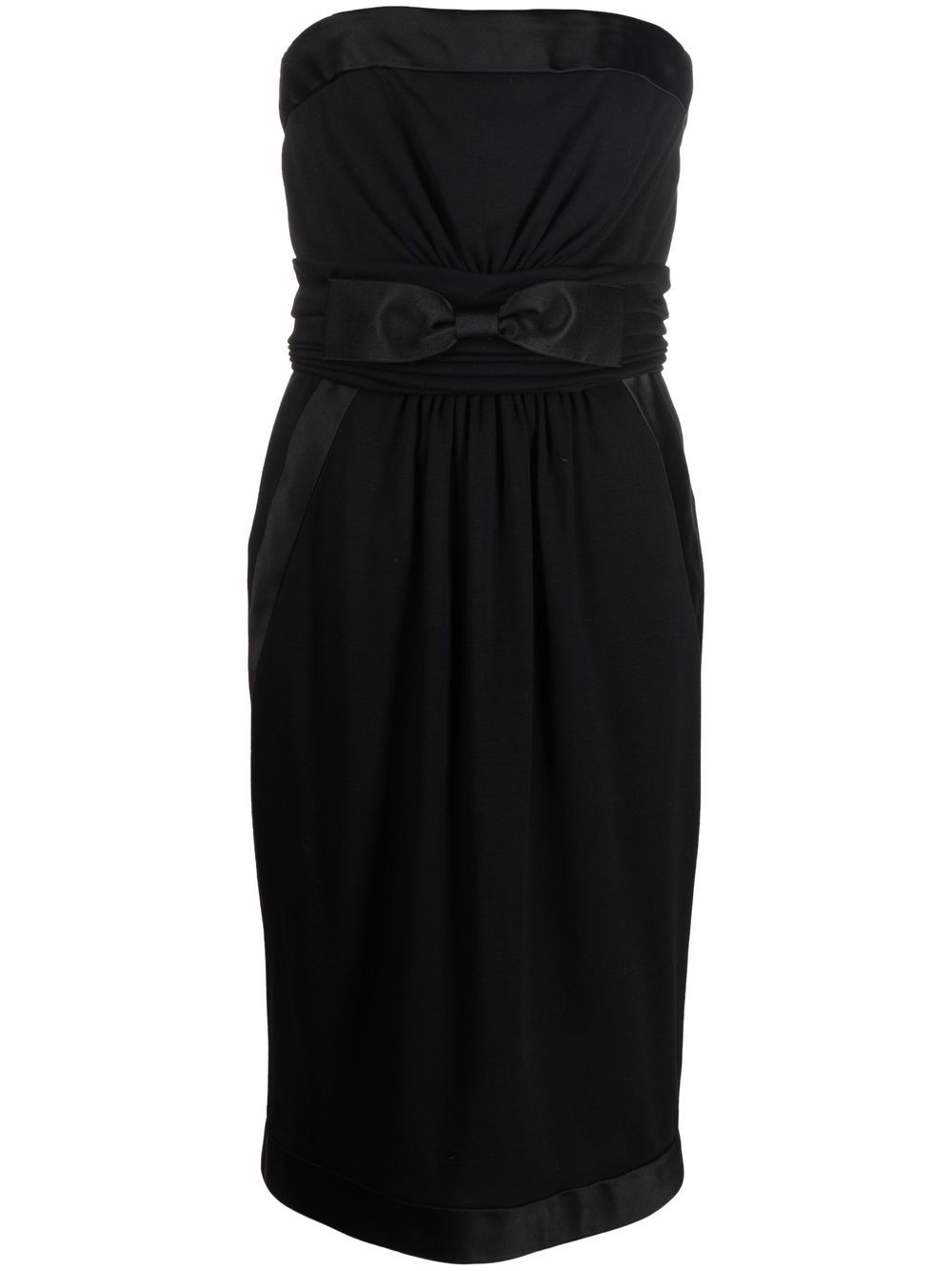 Chanel Pre-Owned 1990s bow-detail strapless midi dress - Black