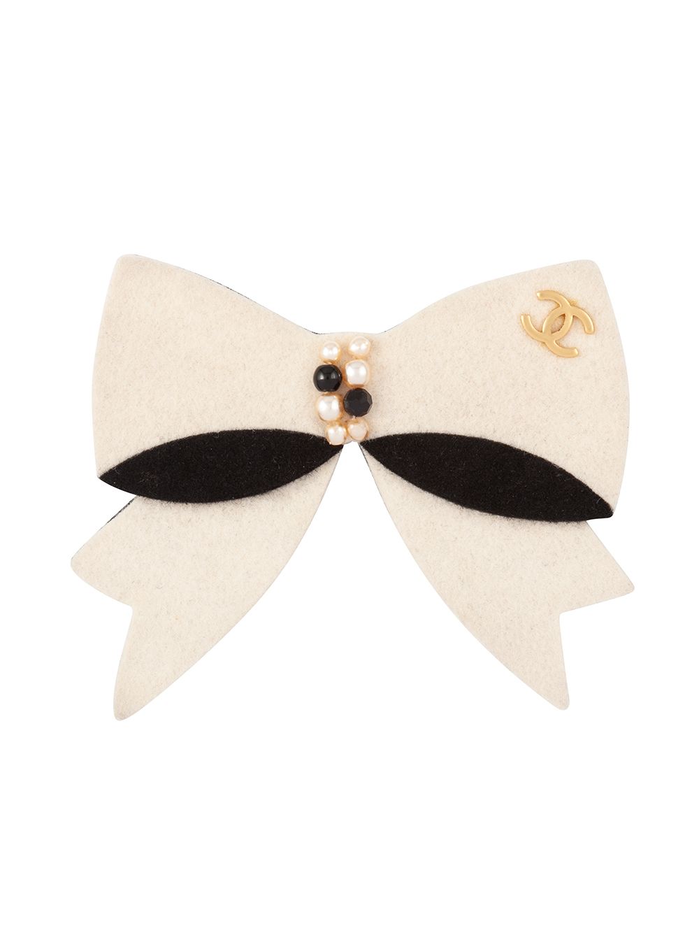 Chanel Pre-Owned 2002 CC bow brooch - Neutrals