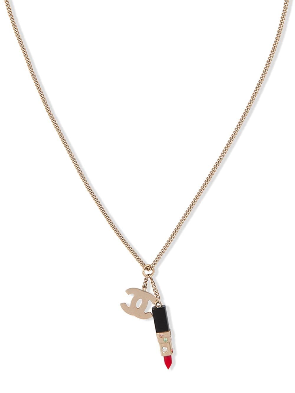 Chanel Pre-Owned 2004 lipstick logo necklace - Gold