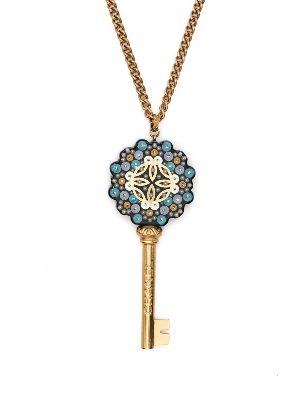 Chanel Pre-Owned 2017 key pendant necklace - Blue