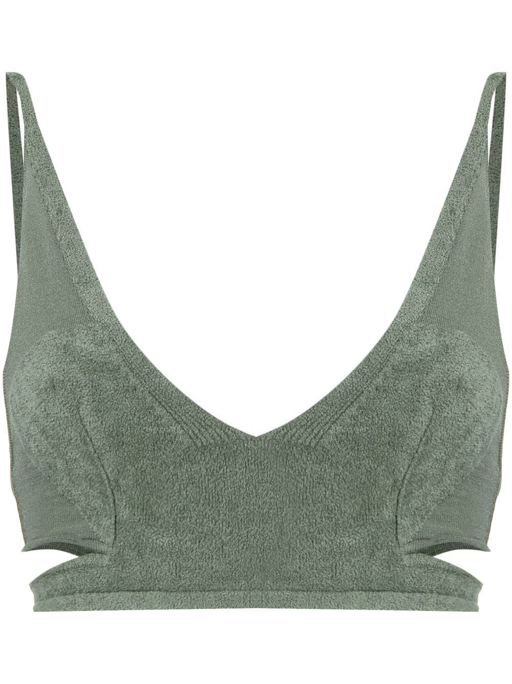 Dion Lee Chenille intarsia bralette top - Green