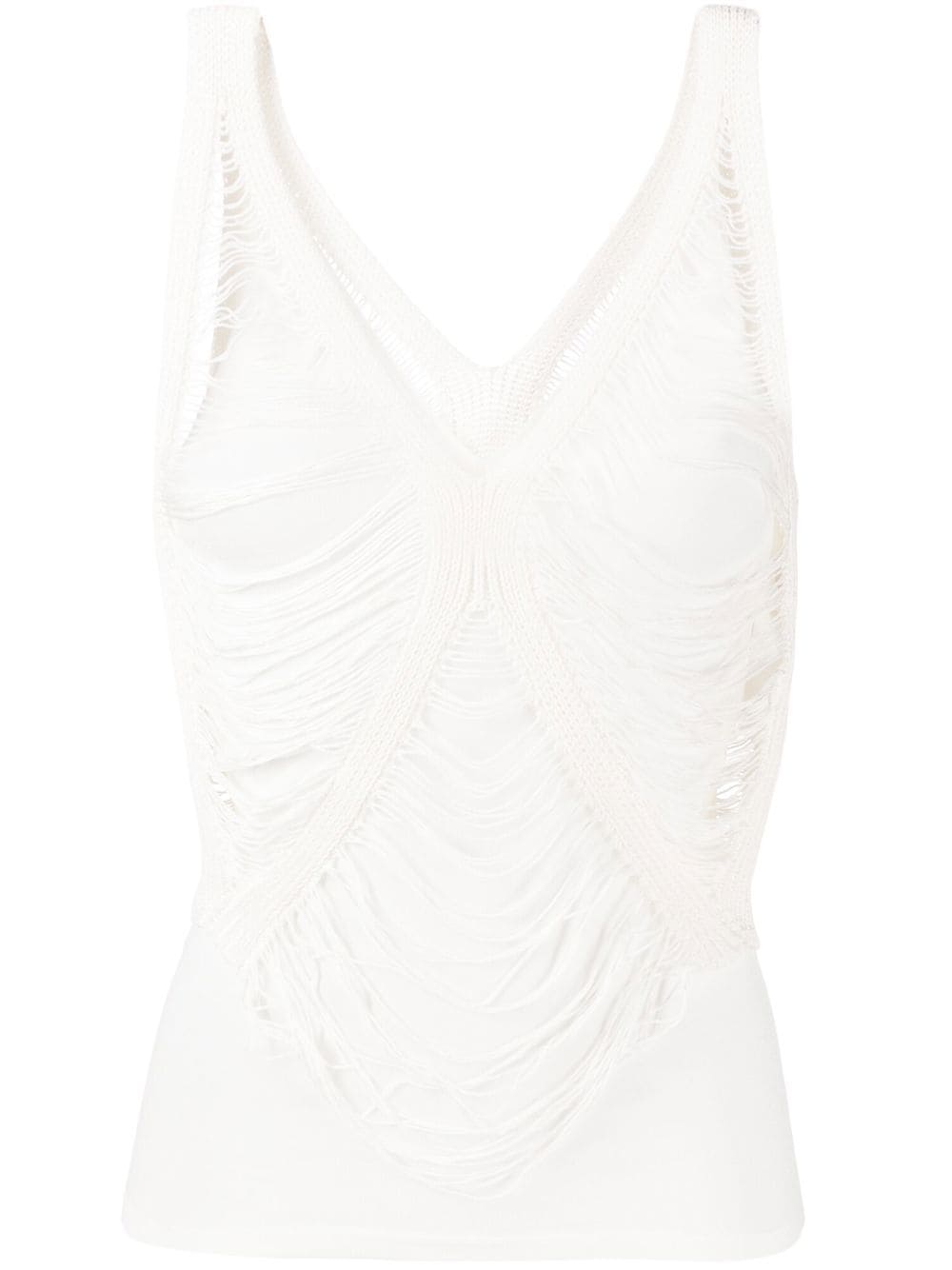 Dion Lee Net Distressed double-layer top - White