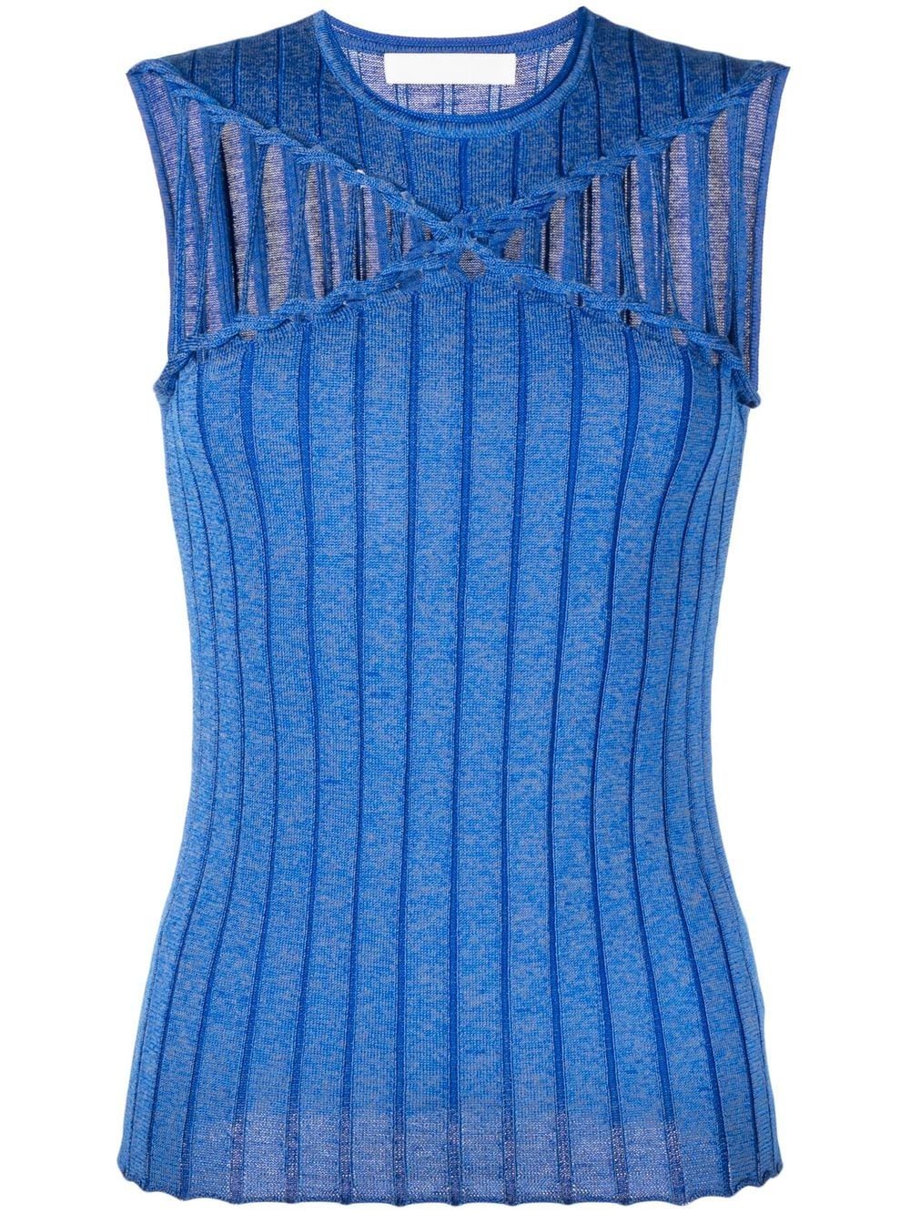 Dion Lee X Braid ribbed knitted top - Blue