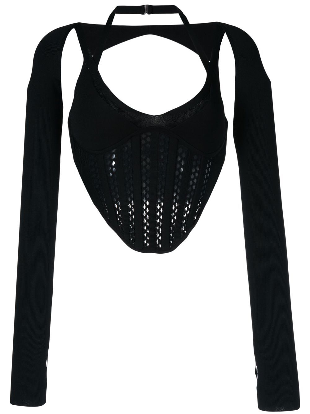 Dion Lee cut out-detail corset top - Black