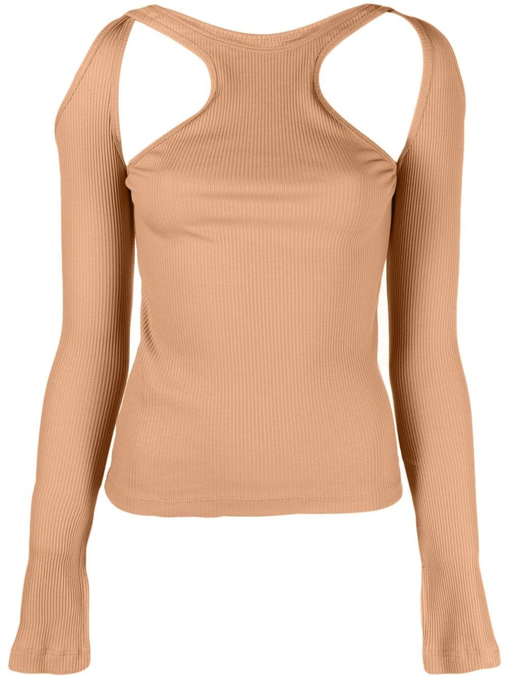 Dion Lee cut-out detail long-sleeve top - Brown