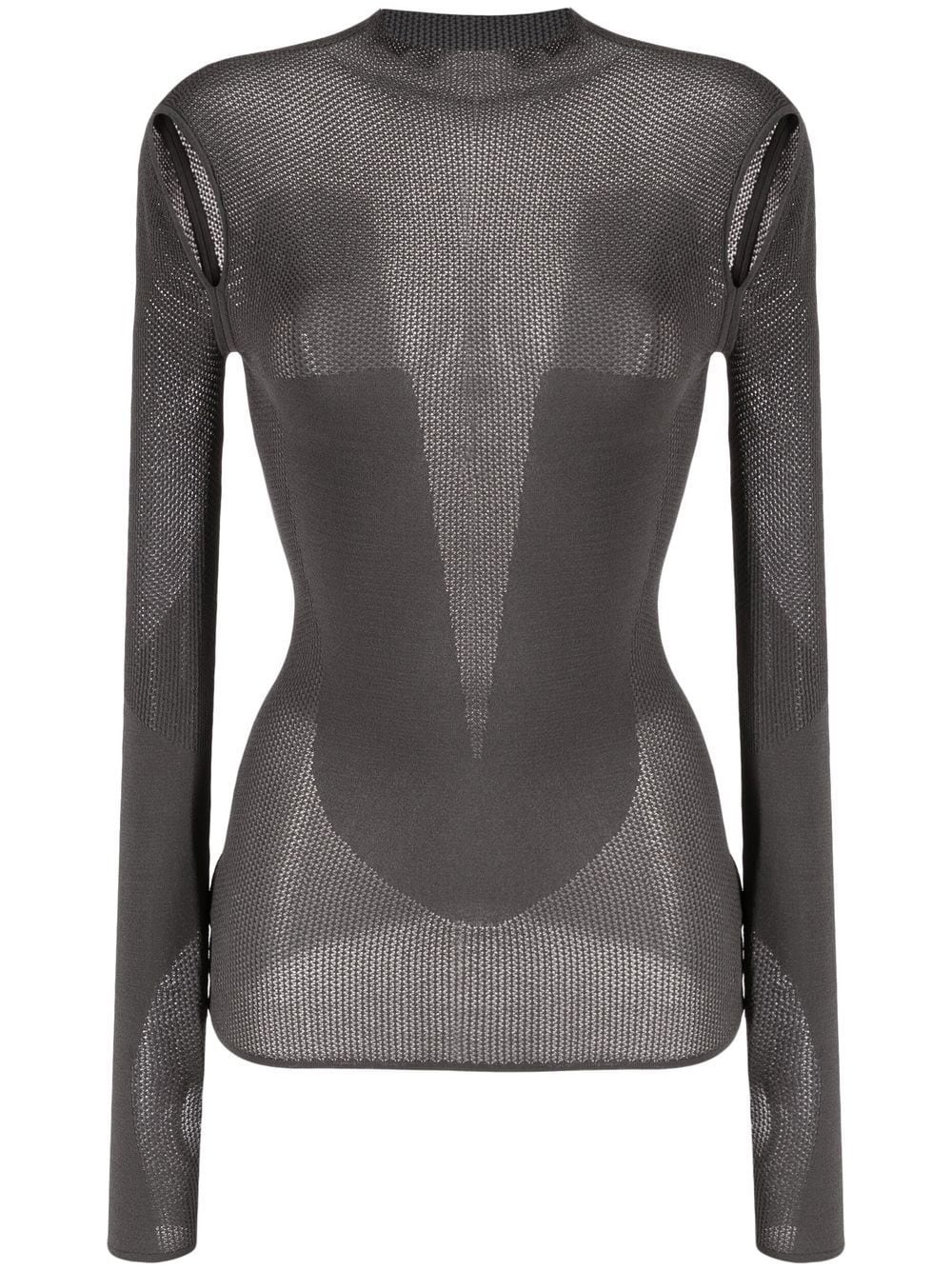 Dion Lee cut-out detail long-sleeved top - Grey