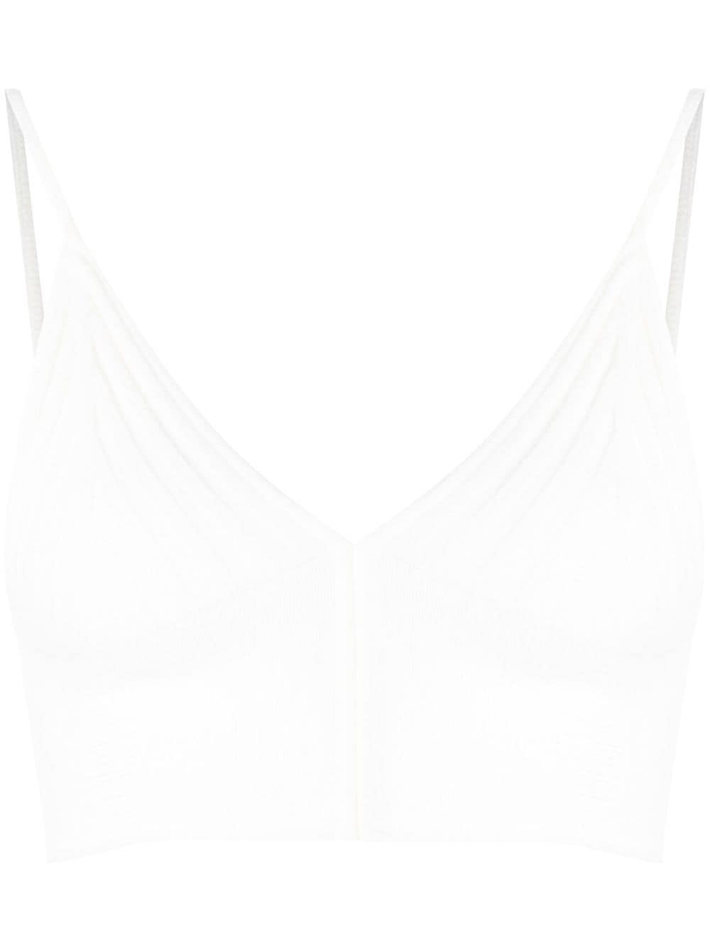 Dion Lee distressed knitted bralette top - White