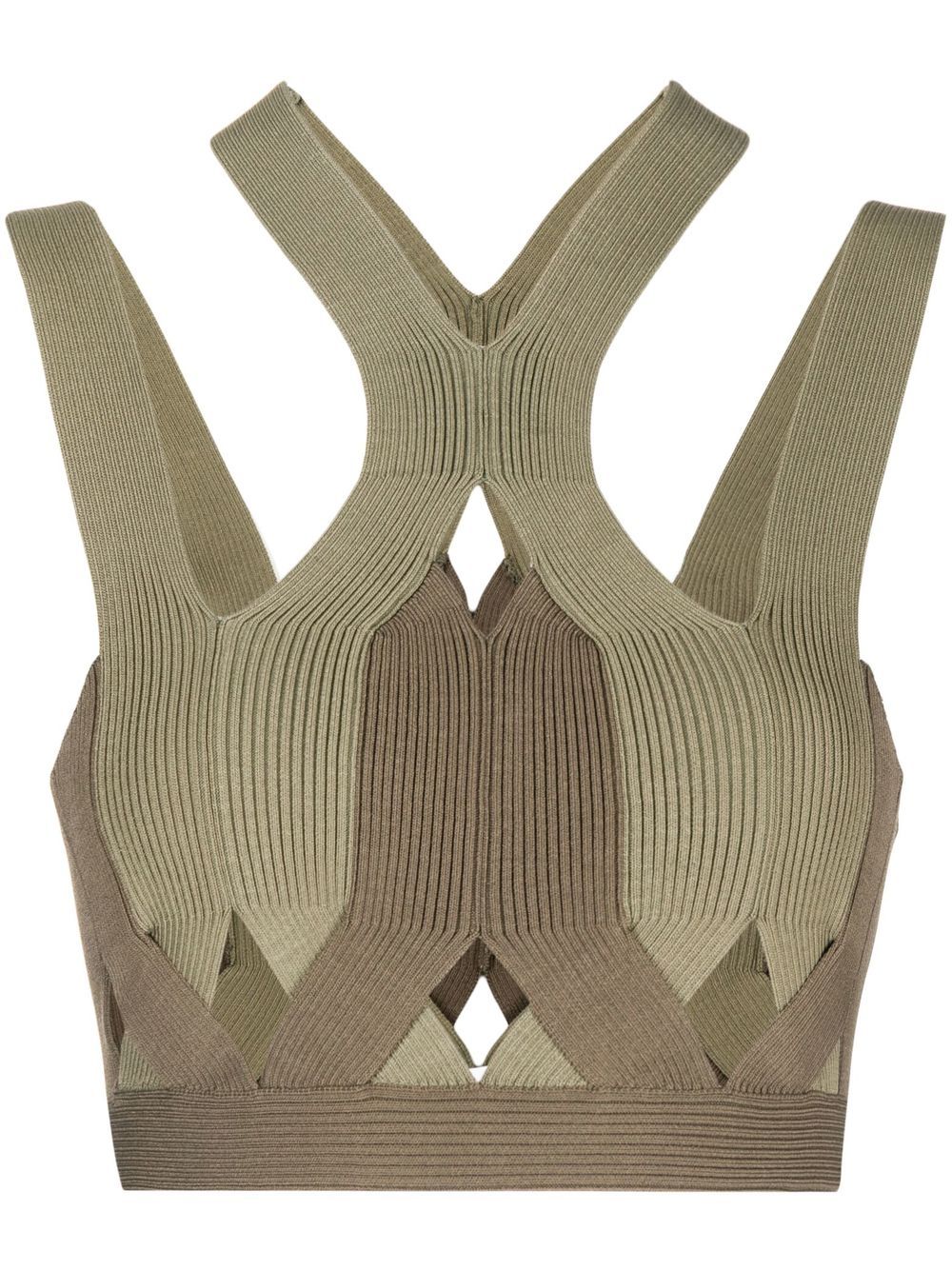 Dion Lee two-tone fork rib top - Green