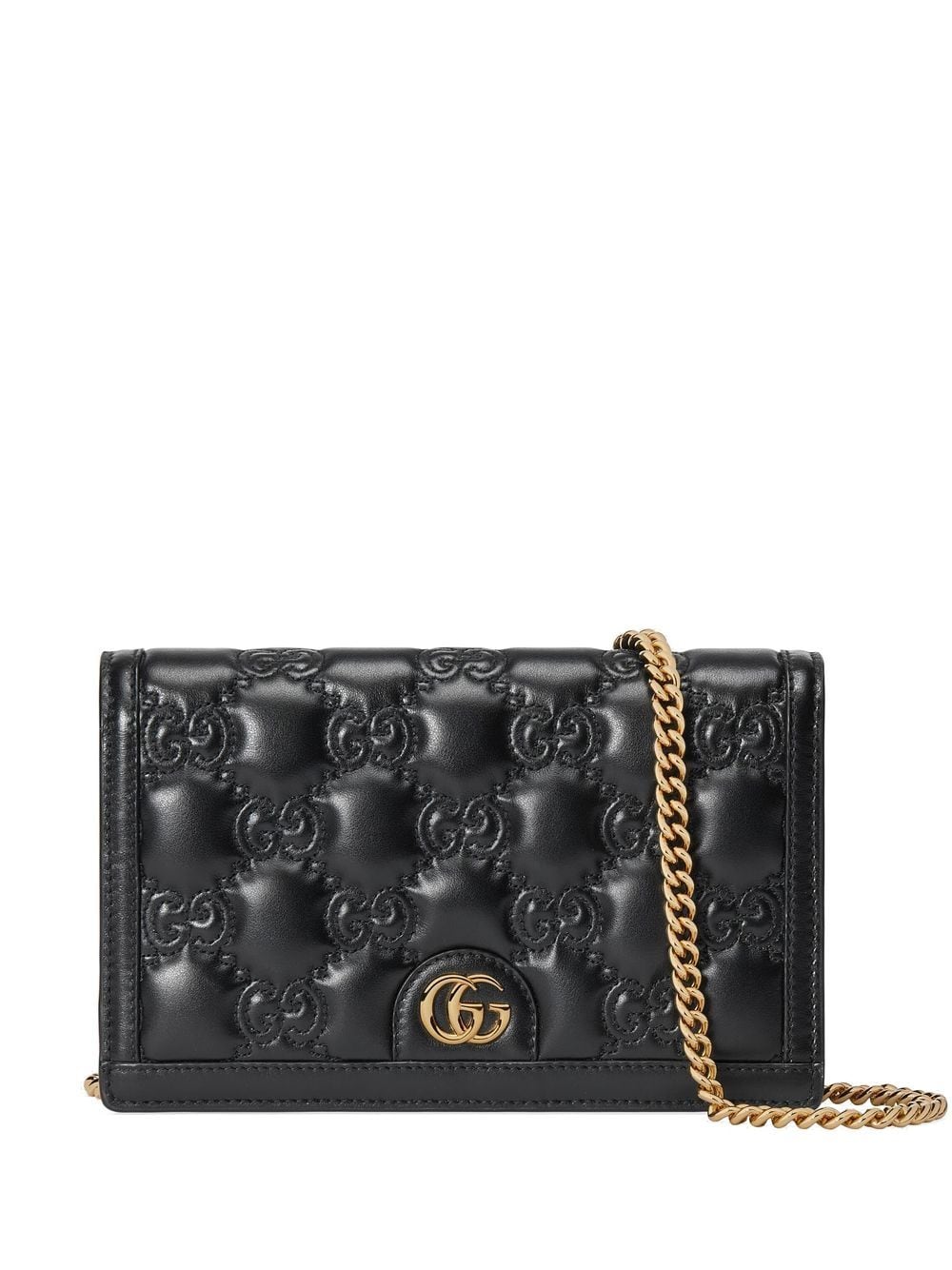 Gucci GG Matelassé chain-strap wallet - Black