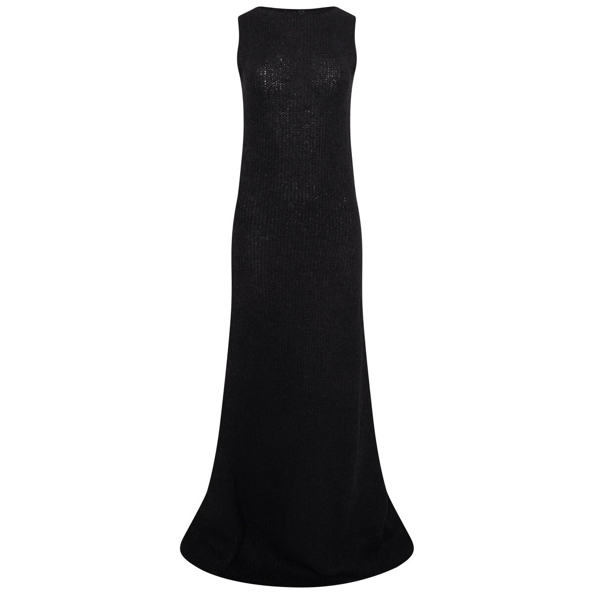 Mohair Alpaca Floor Length Knit Dress S Black