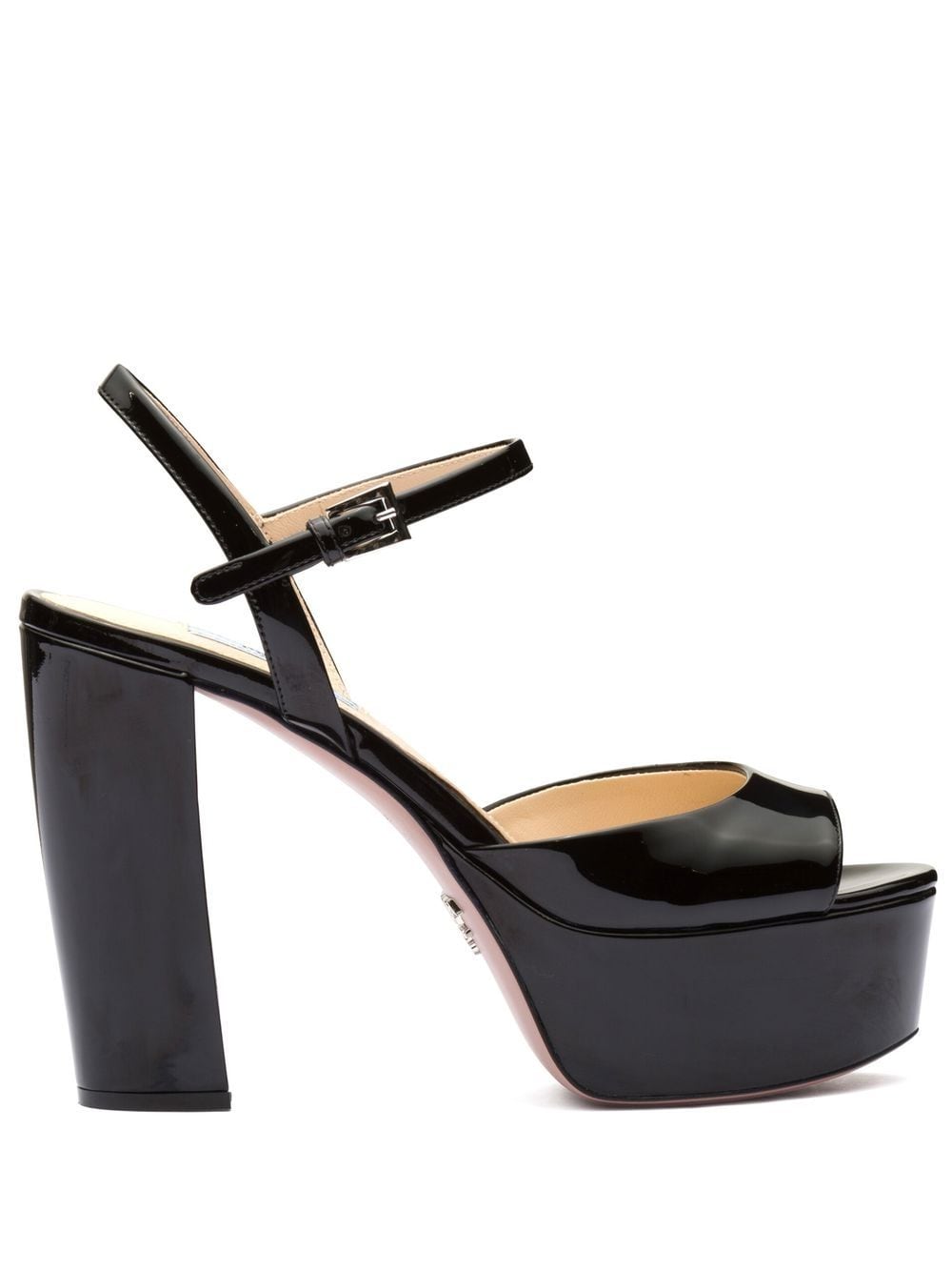 Prada high-heeled patent leather sandals - Black