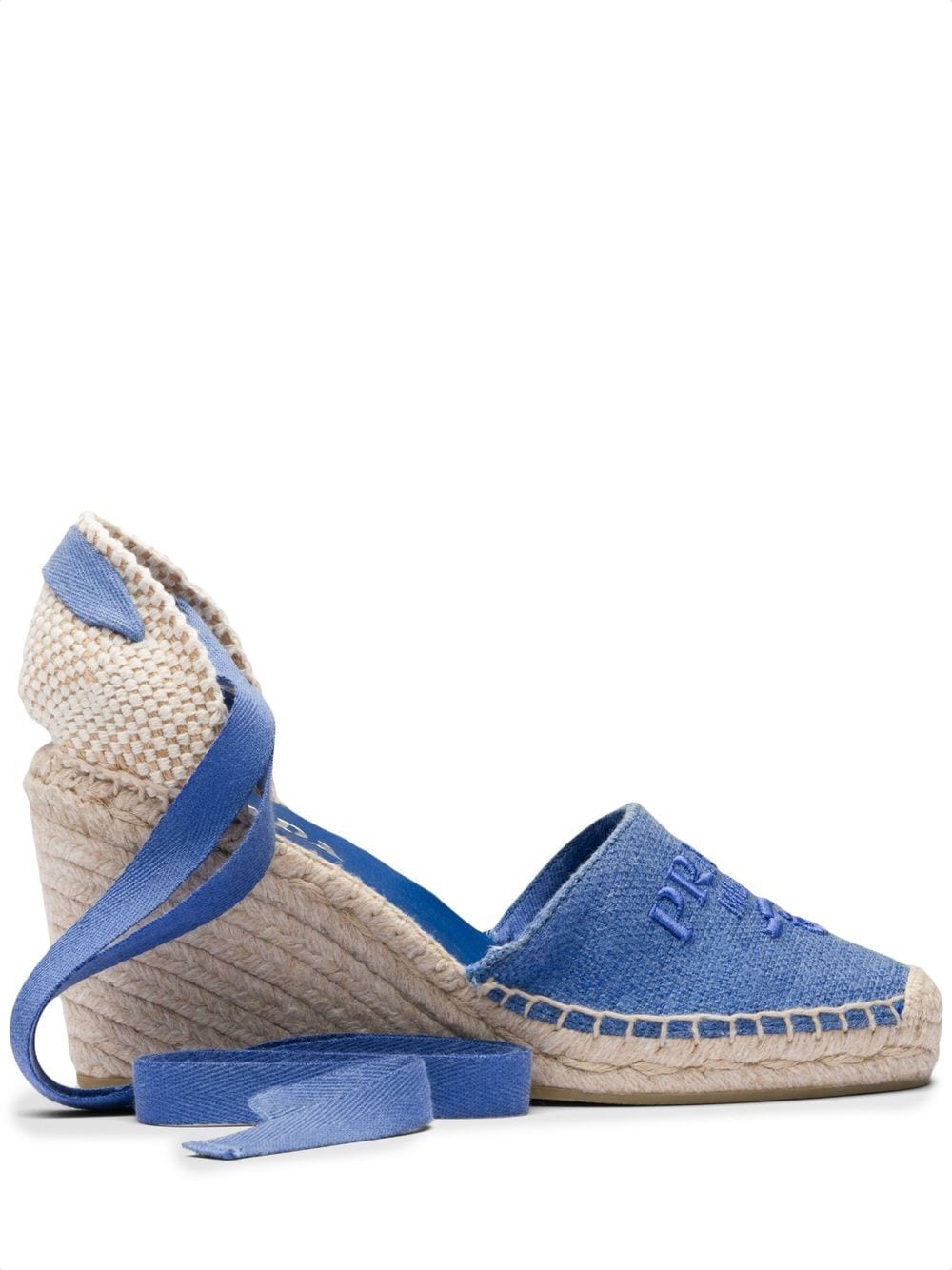 Prada linen espadrille wedge sandals - Blue