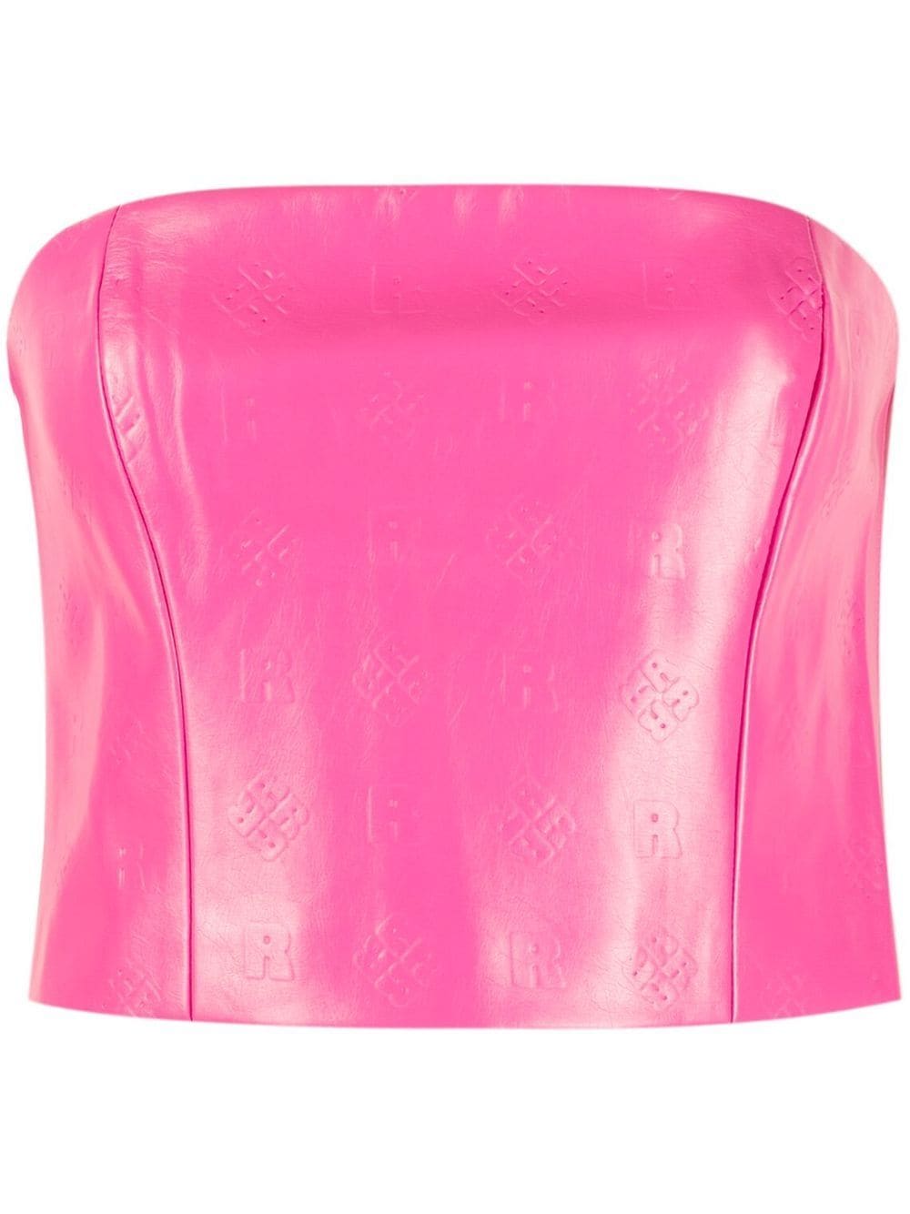 ROTATE Emili logo-embossed strapless top - Pink