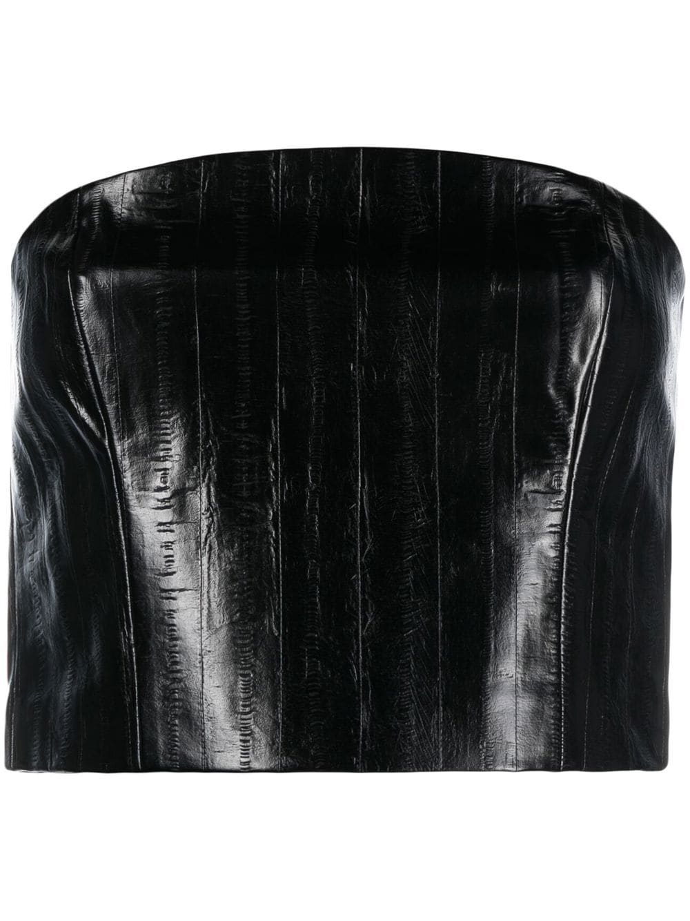 ROTATE faux-leather bandeau top - Black