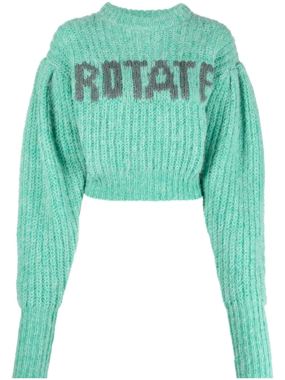 ROTATE intarsia-knit logo cropped jumper - Green