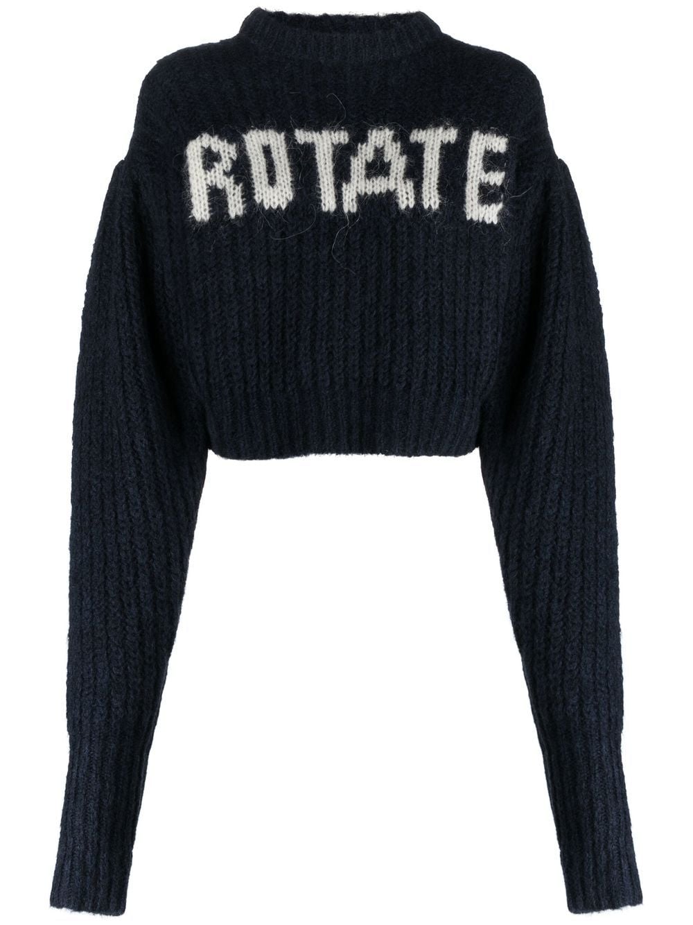 ROTATE intarsia-logo cropped jumper - Blue