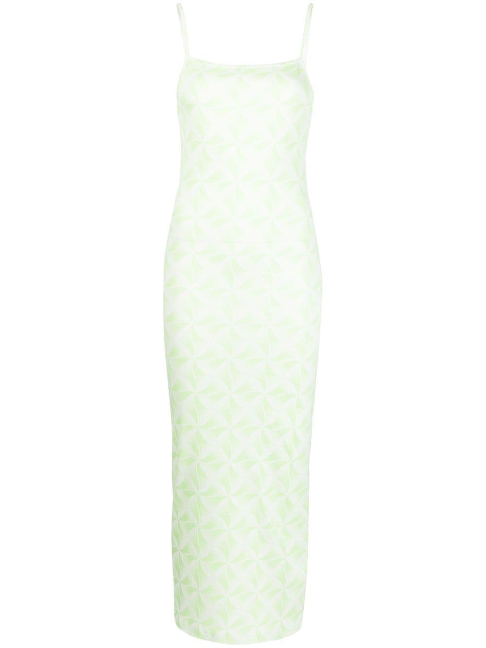 ROTATE square neck fitted midi dress - Green