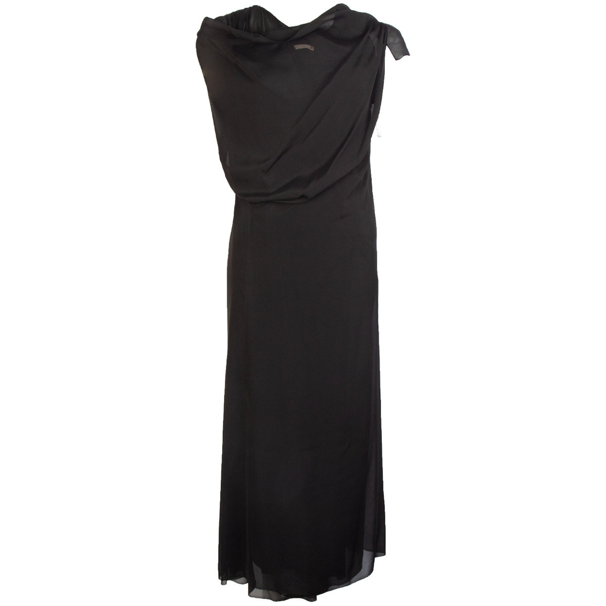 Silk Blend Draped Front Dress 40 Black
