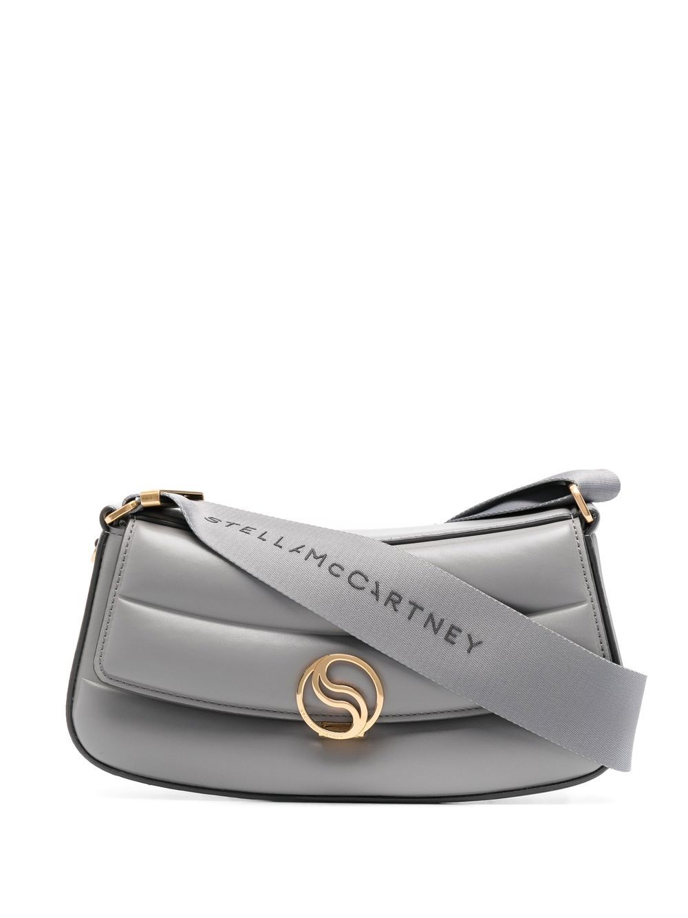 Stella McCartney S logo-plaque curved shoulder bag - Grey