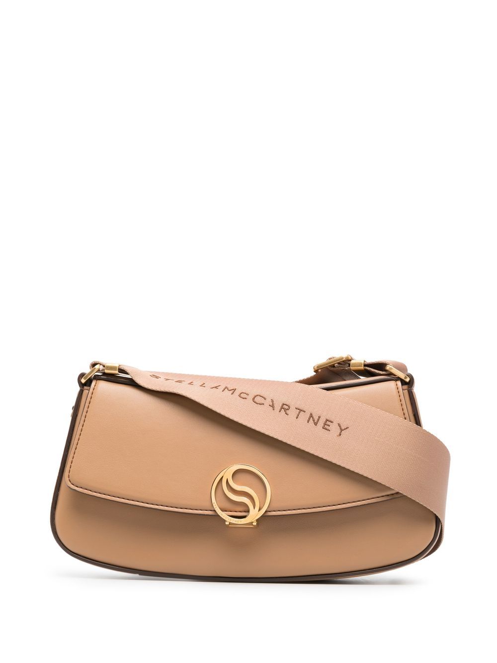 Stella McCartney logo clasp flap shoulder bag - Brown