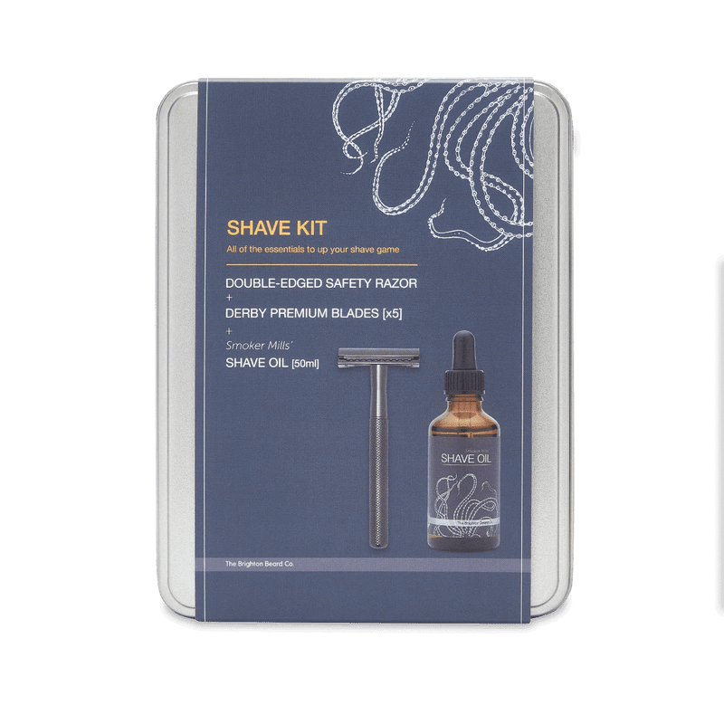 The Brighton Beard Company Shave Kit | 3-Piece Shaving Essentials Featuring Razor, Shave Oil & Blades