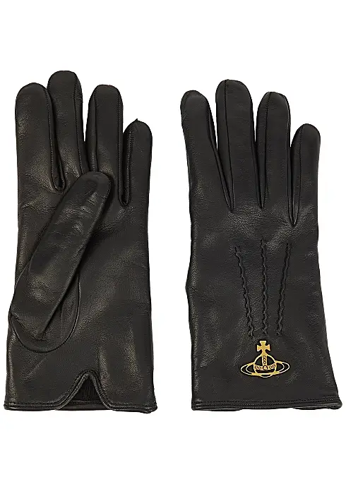 VIVIENNE WESTWOOD Orb black leather gloves £200.00