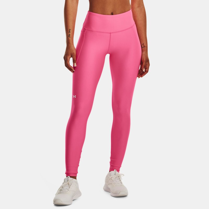 Women's HeatGear® Armour No-Slip Waistband Full-Length Leggings Pink Punk / White M