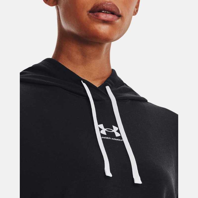 Women's Under Armour Rival Terry Hoodie Black / White L