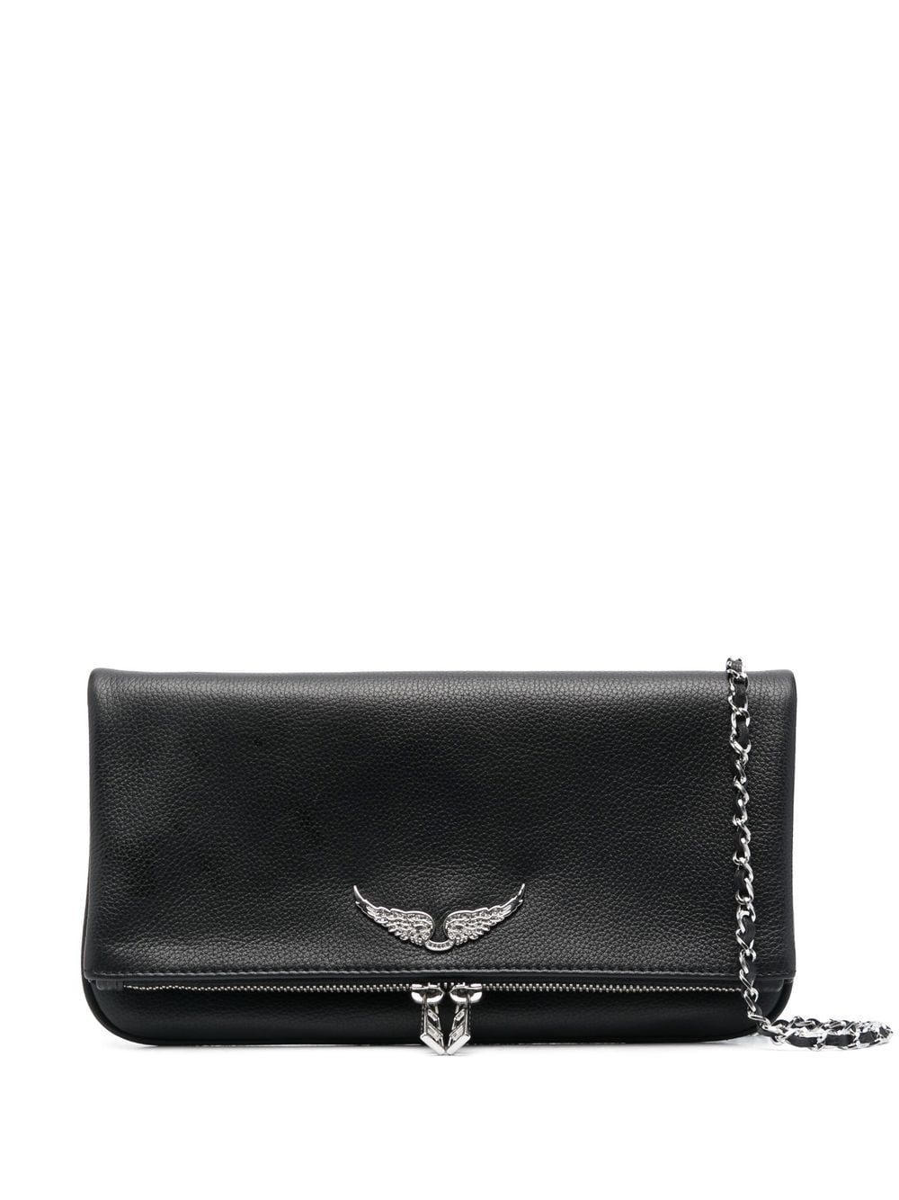 Zadig&Voltaire logo-plaque leather shoulder bag - Black