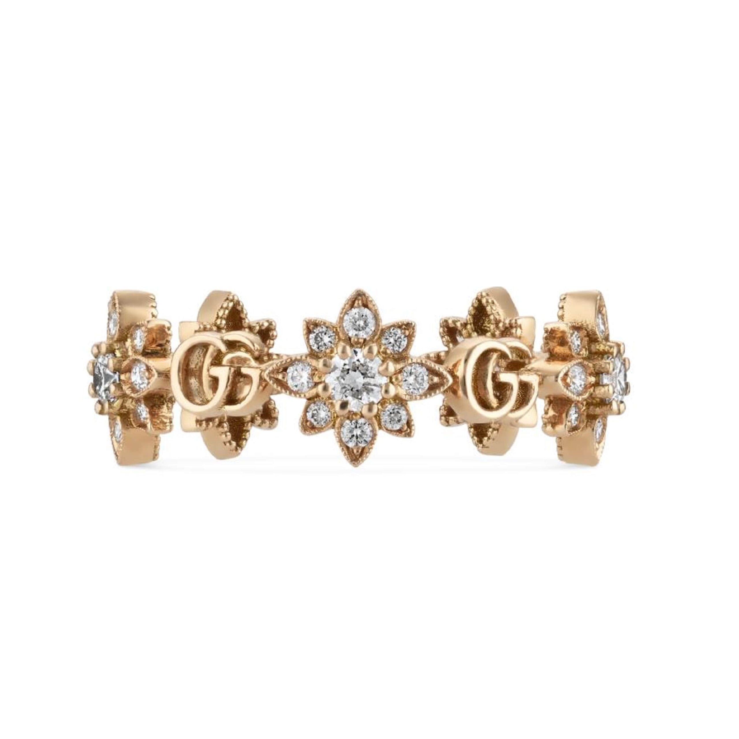 18ct Rose Gold Gucci Flora Ring - Ring Size P