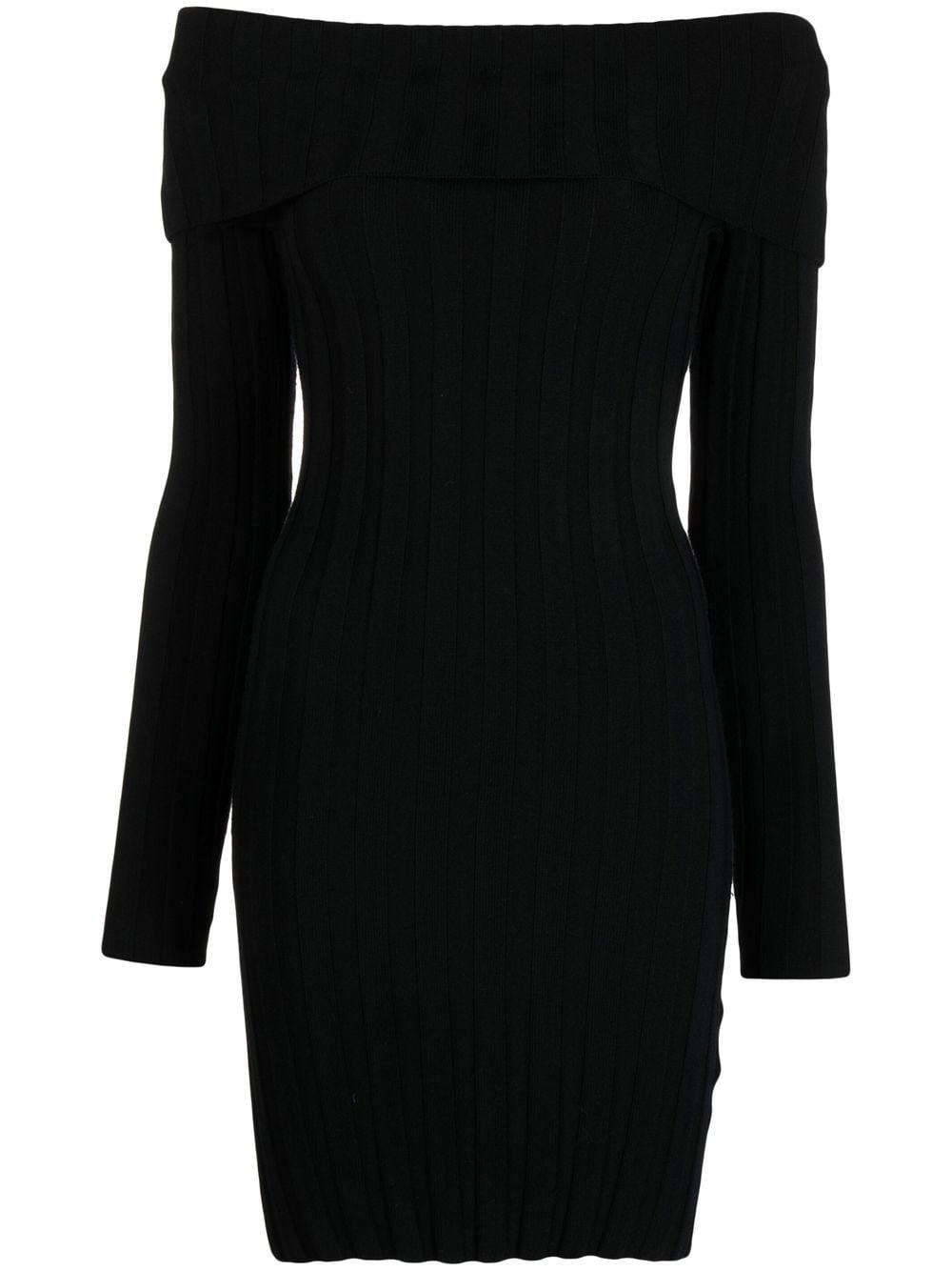 ANINE BING bodycon off-shoulder knit dress - Black