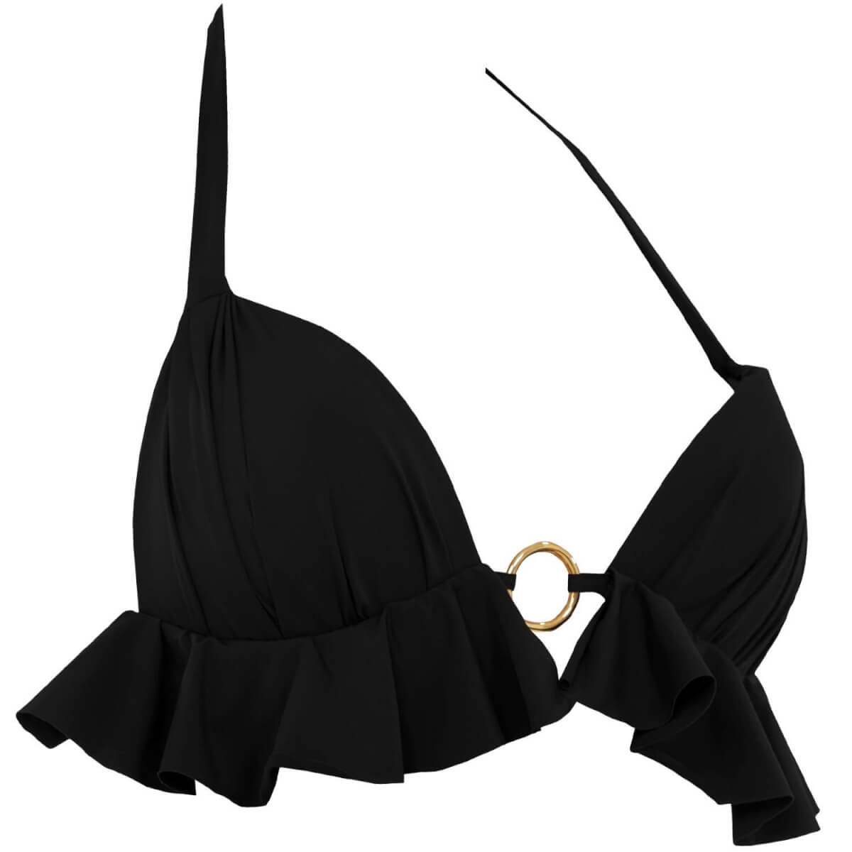 ANTONINIAS - Dalliance Bikini Bra With Ruffles And Golden Details In Black