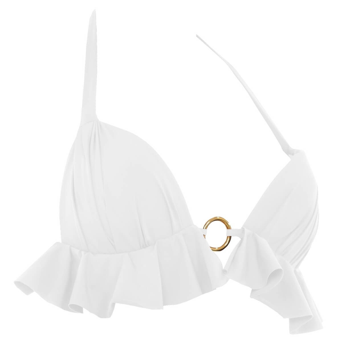 ANTONINIAS - Dalliance Bikini Bra With Ruffles And Golden Details In White