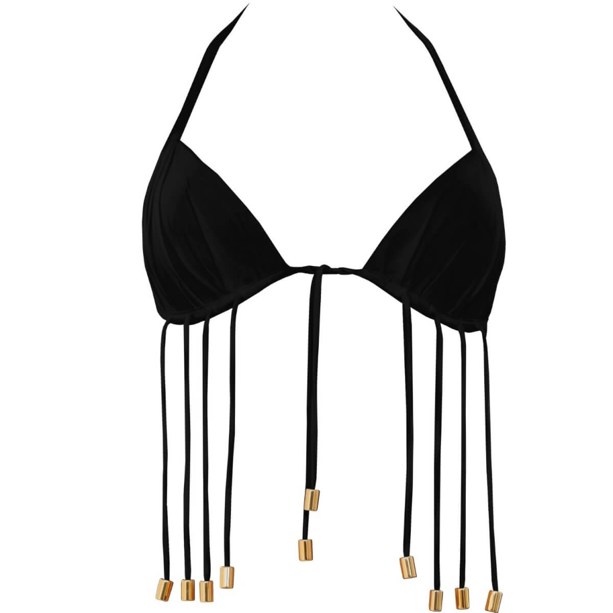 ANTONINIAS - Elixir Bikini Bra With Golden Details In Black