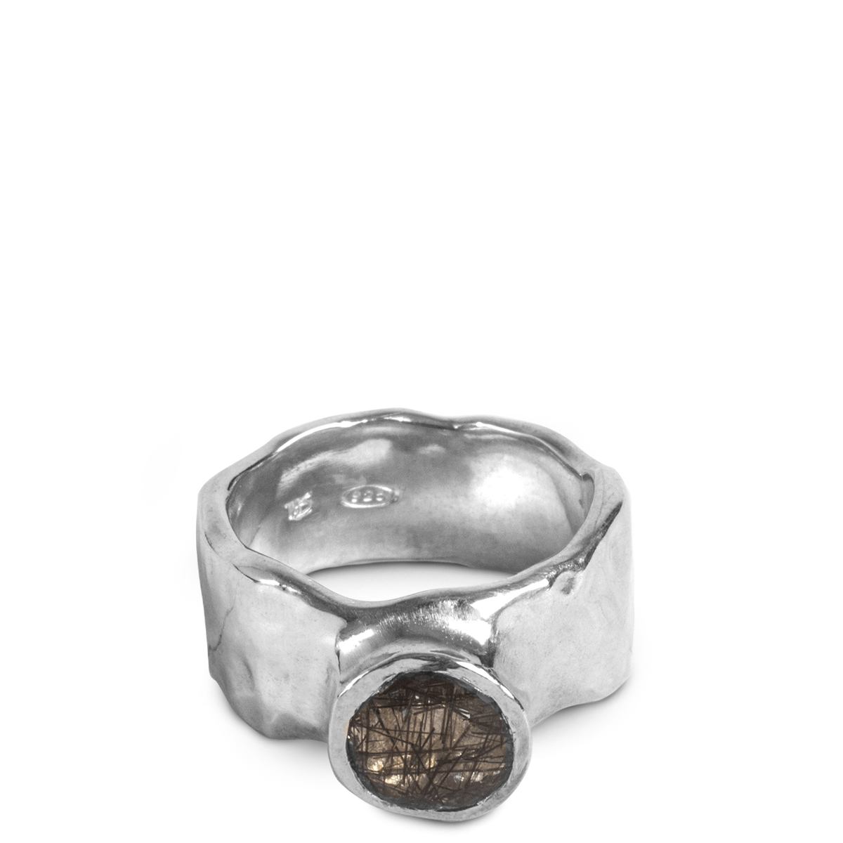 Addison Black Rutilated Quartz Ring 55 Silver