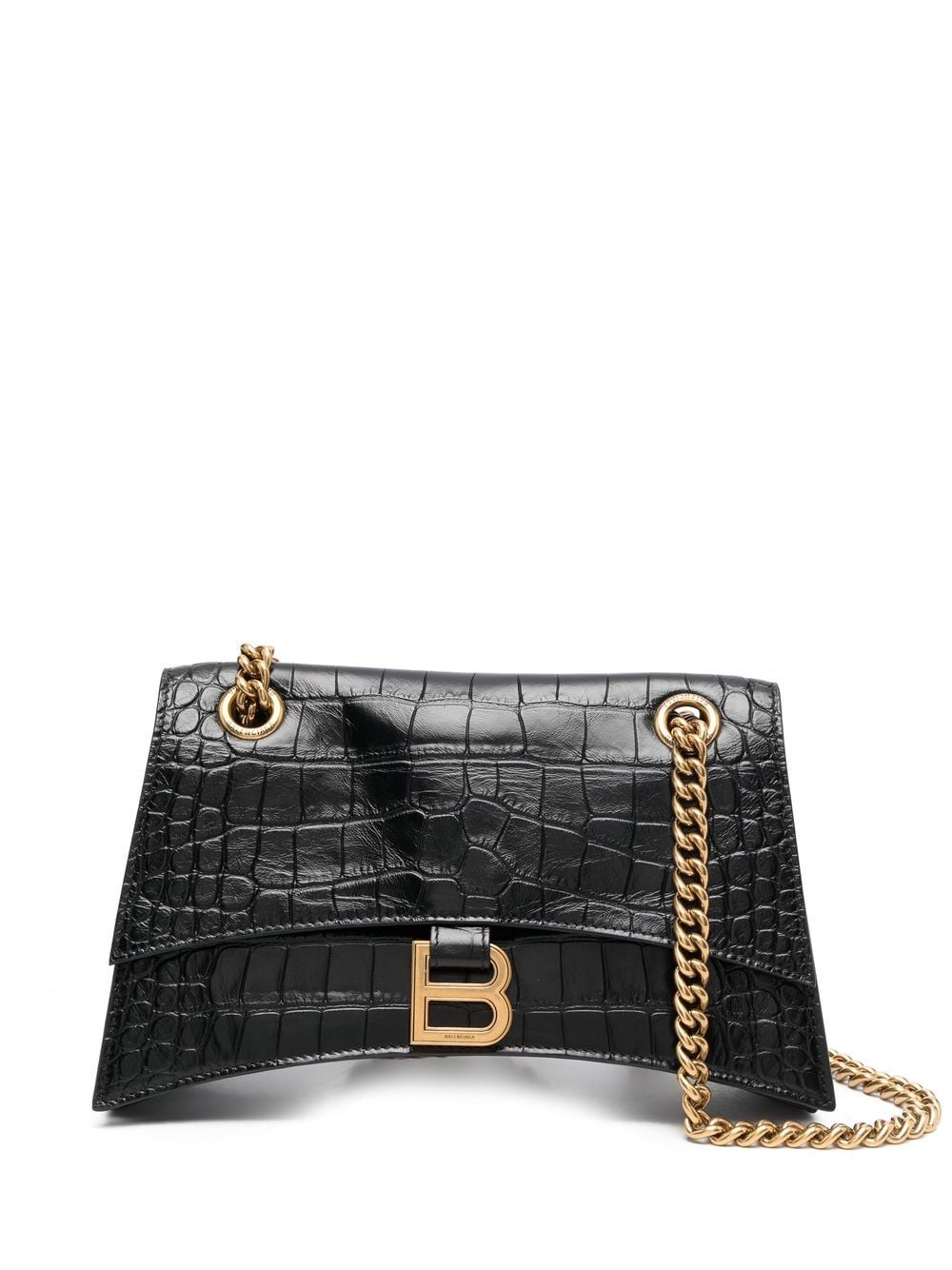 Balenciaga Crush crocodile-embossed crossbody bag - Black