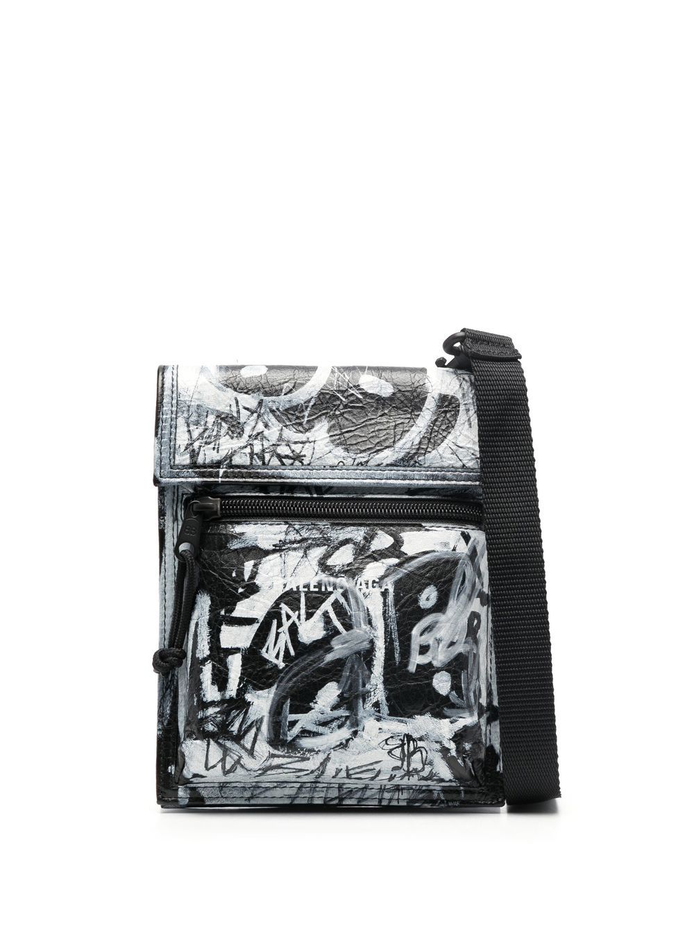 Balenciaga graphic-print messenger bag - Black