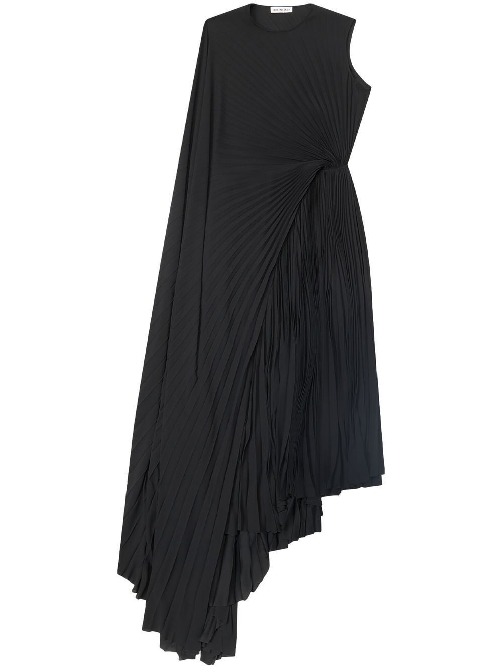 Balenciaga high-low hem pleated dress - Black