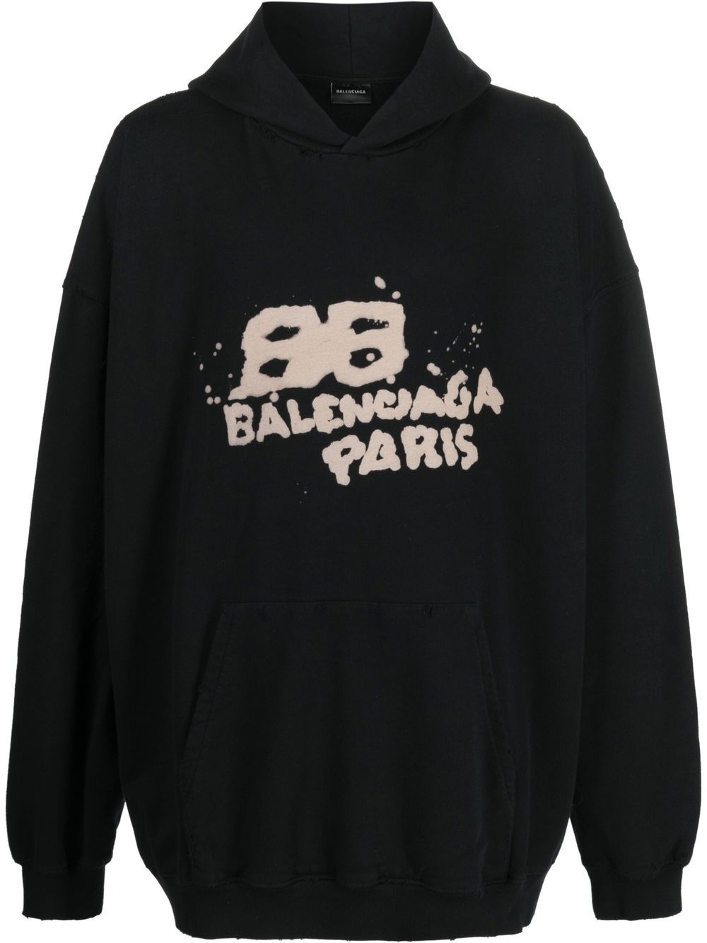 Balenciaga logo-print pullover hoodie - Black