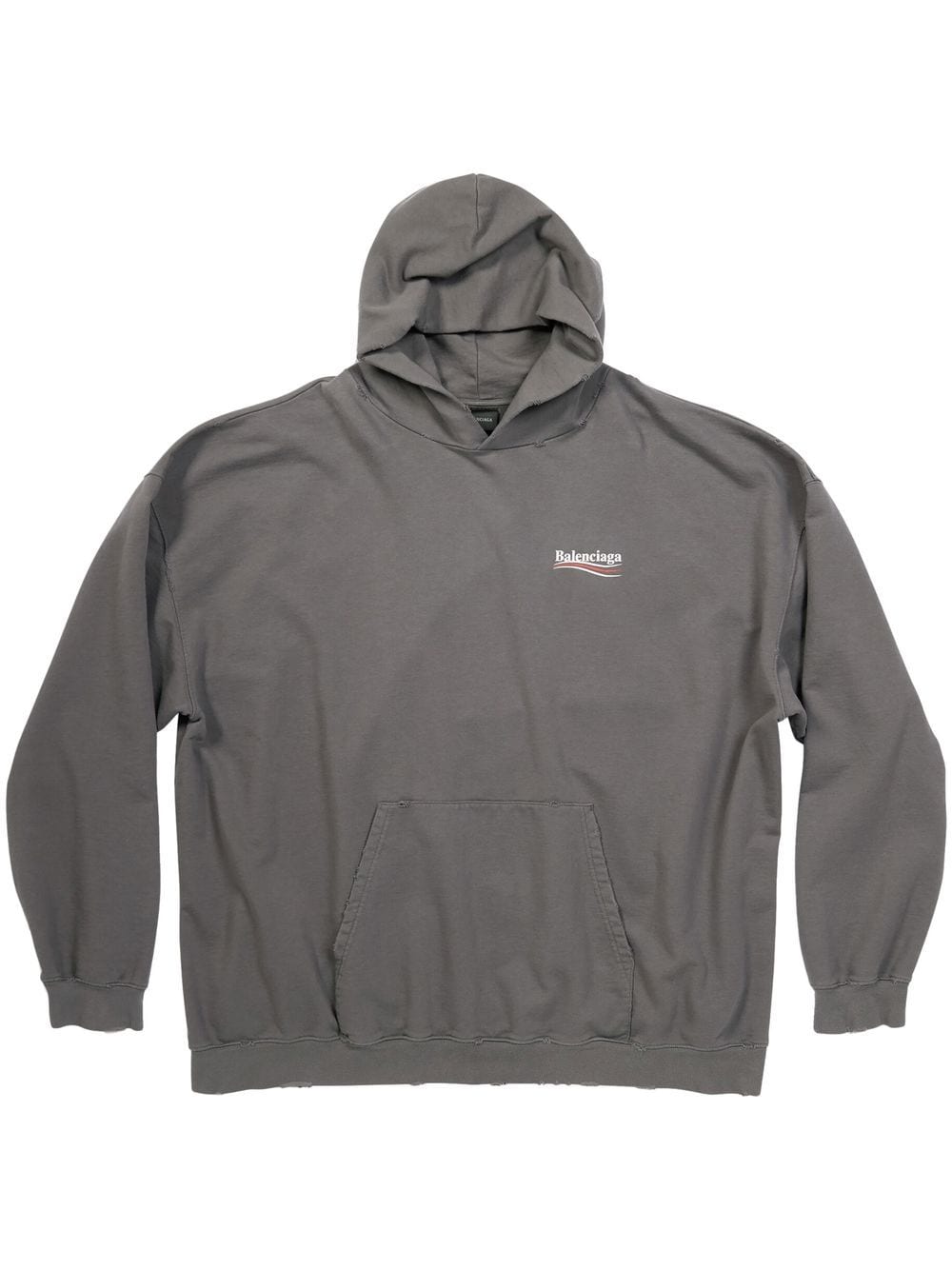 Balenciaga logo-print rib-trimmed hoodie - Grey