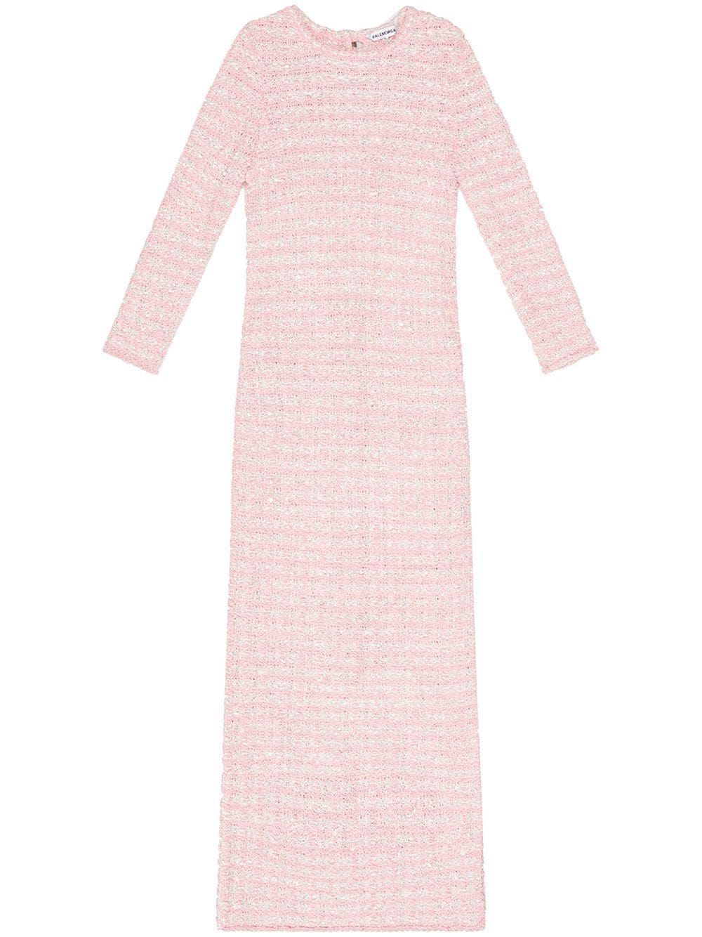 Balenciaga rear button-fastening tweed dress - Pink