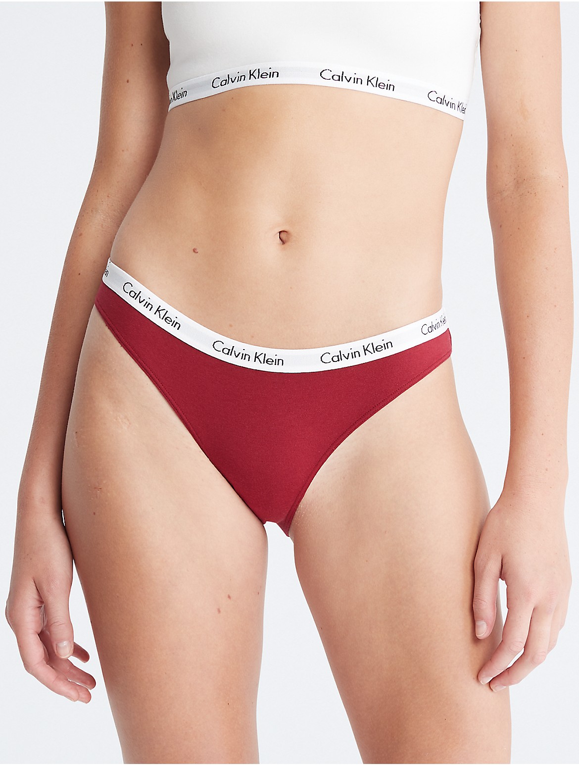 Calvin Klein Women's Carousel Logo Cotton Bikini Bottom - Red - XS