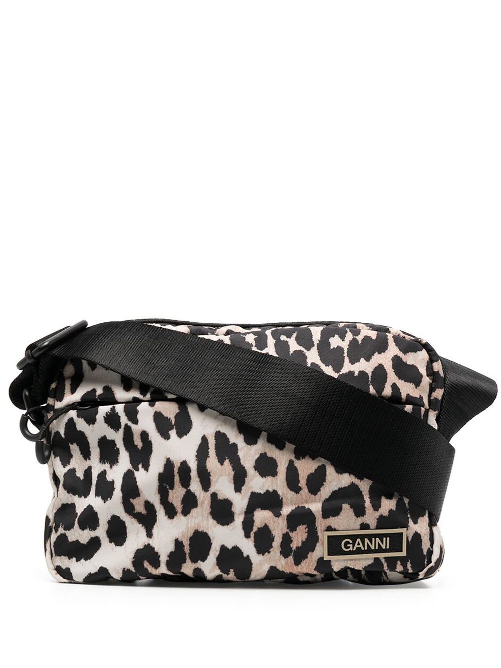 GANNI Festival leopard-print crossbody bag - Black