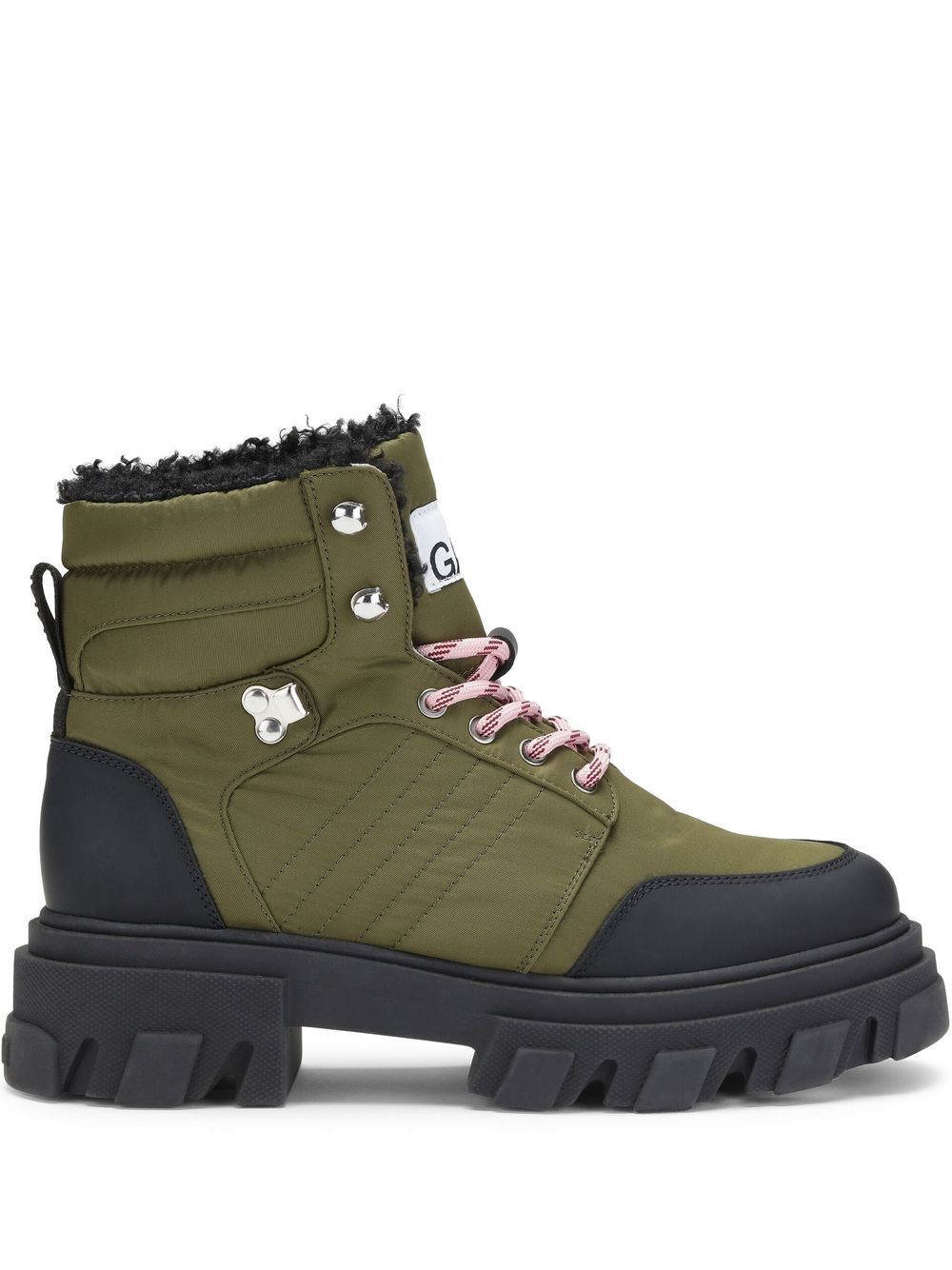 GANNI Kalamata lace-up hiking boots - Green