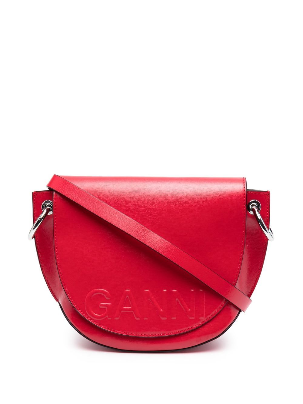GANNI debossed-logo shoulder bag - Red