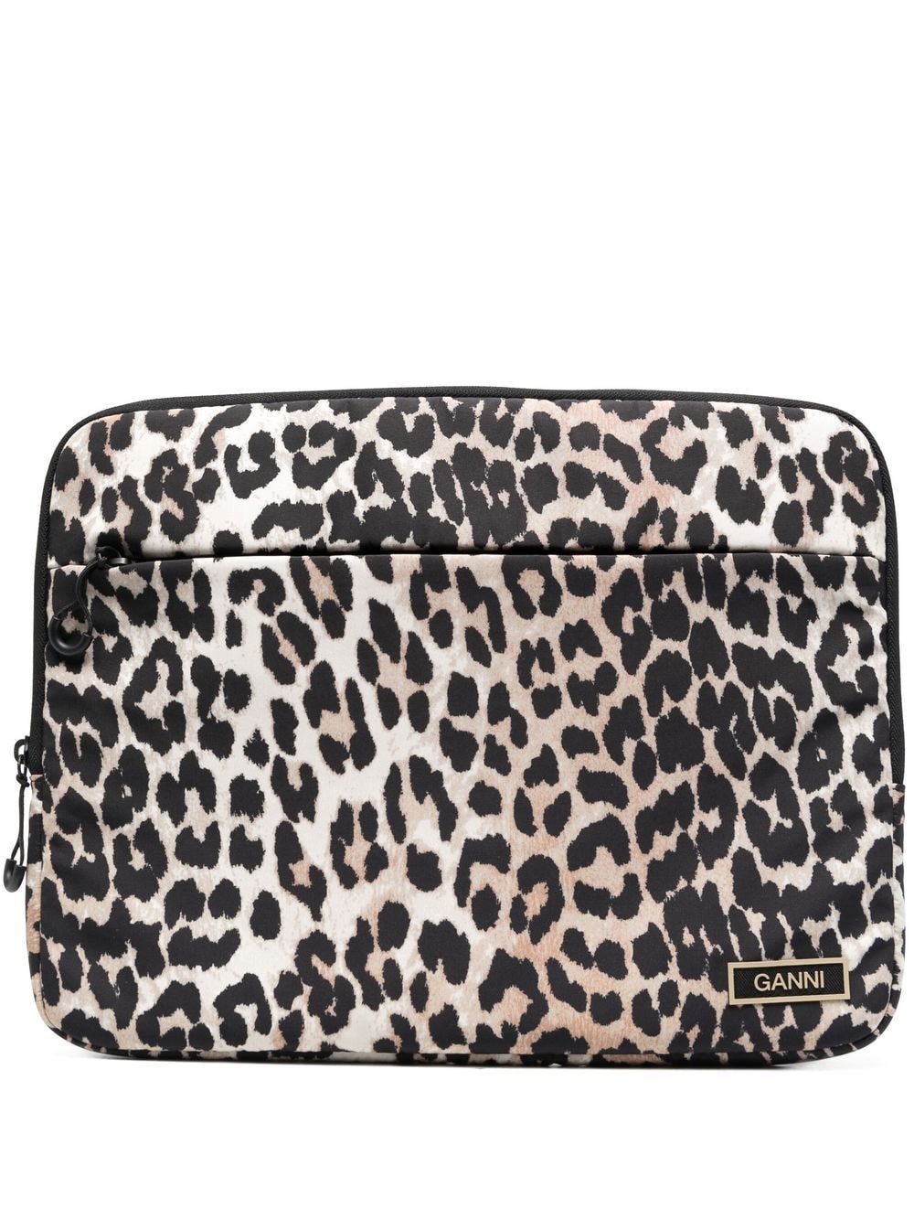 GANNI leopard-print laptop bag - Brown