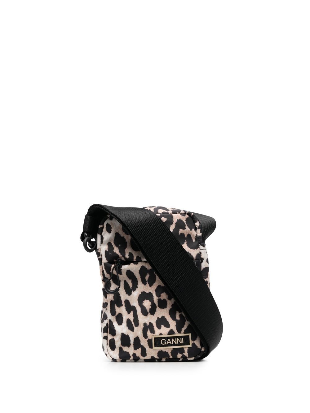 GANNI leopard-print recycled crossbody bag - Brown